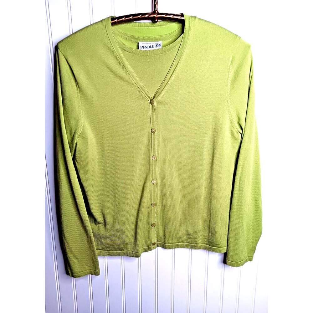 Vintage Pendleton‎ Women's Lime 2 Piece Twin Silk Blend Sweater Set Size Medium